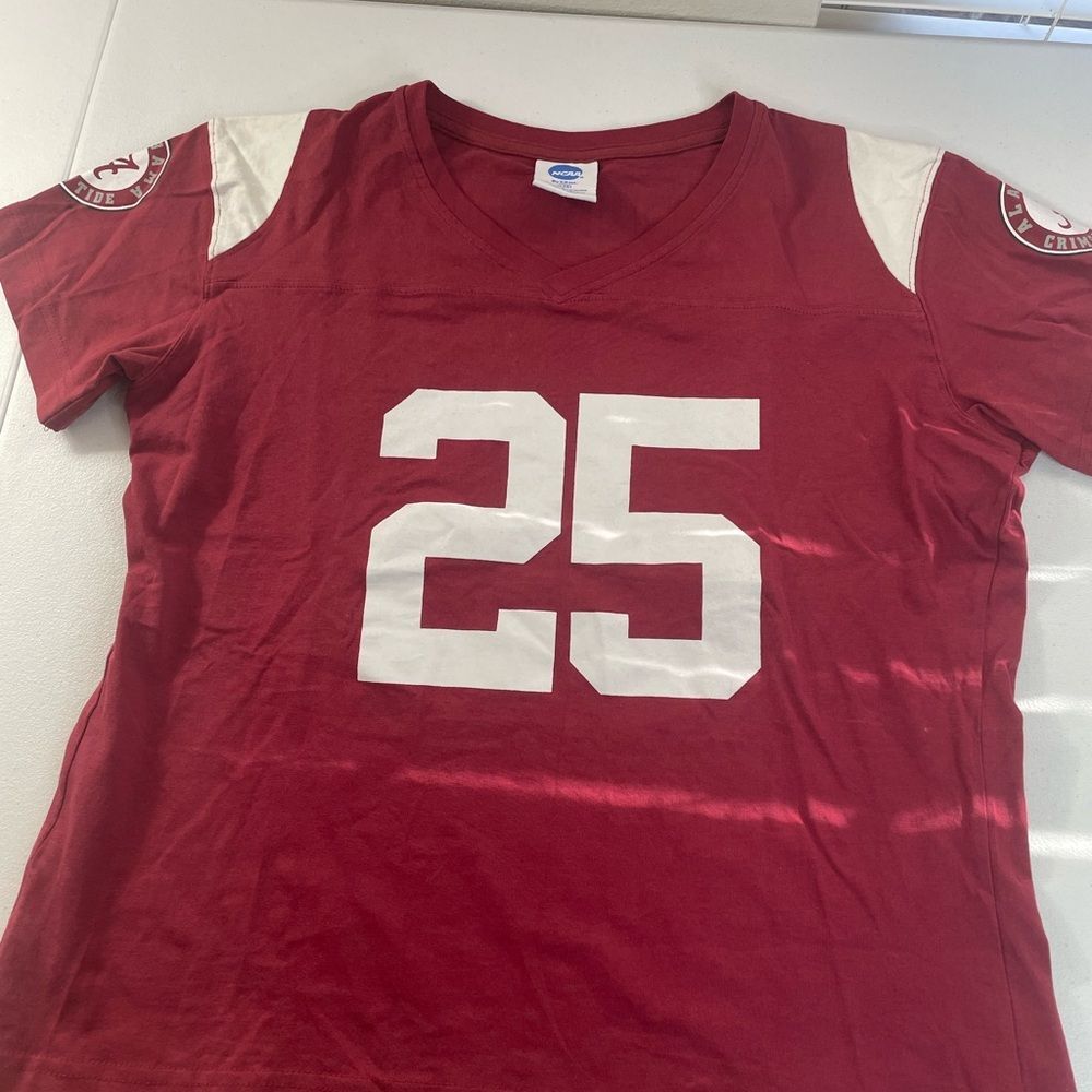 Y2K Alabama Crimson Tide #25 V Neck Jersey Tee Large